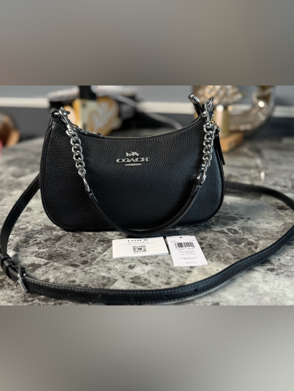 Coach Teri Shoulder Bag Black with Silver Hardware CV934 - Picture 6 of 12
